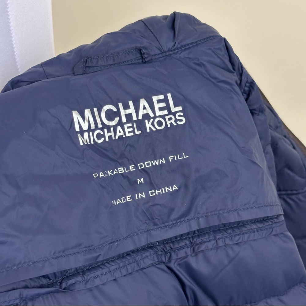 MICHAEL Michael Kors Packable Down Fill Coat Medium Brown Hooded Puffer - Picture 7 of 11